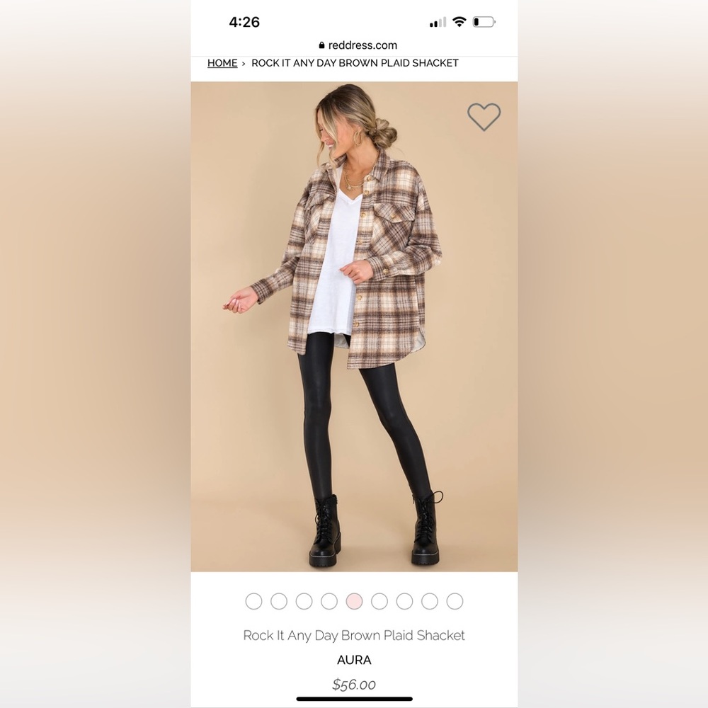 Red Dress Boutique Brown Beige Plaid Shacket Small